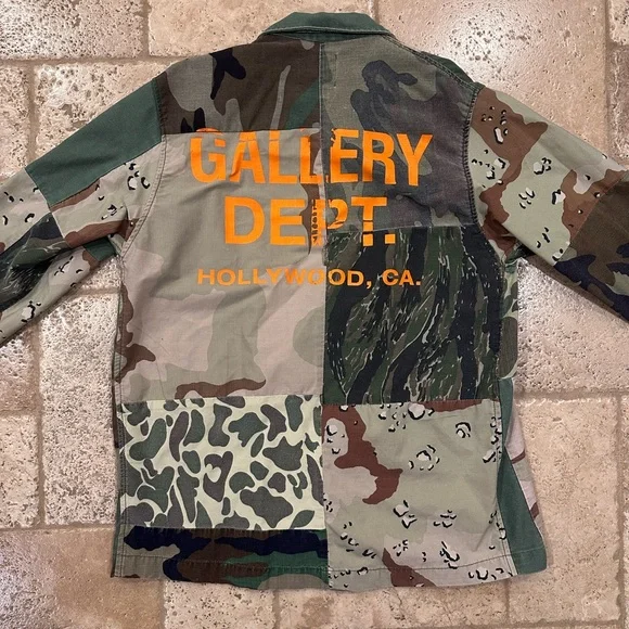 Gallery Dept Camo Print Patchwork Twill Button Up Shirt Jacket
